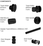 Sliding door shower glass kit Matt Black